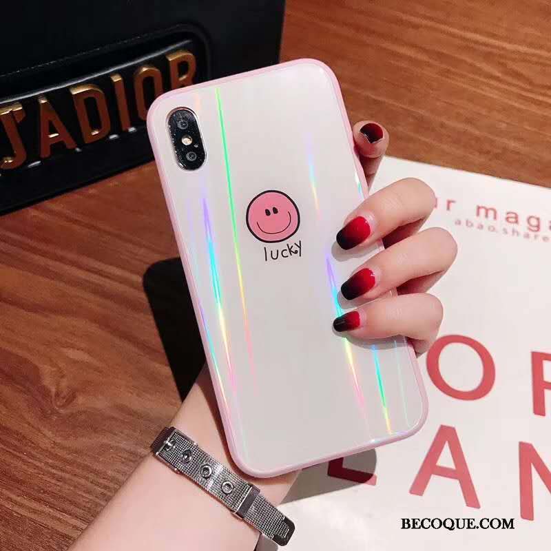 iPhone Xs Max Coque Rose Souriant Nouveau Verre Charmant Tout Compris