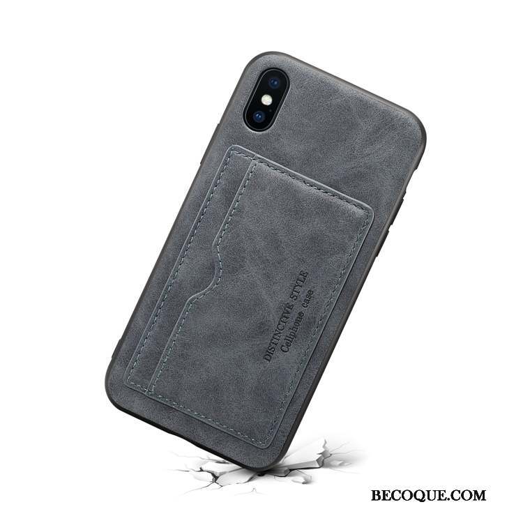 iPhone Xs Max Cuir Véritable Coque De Téléphone Étui En Cuir Business Rouge Carte