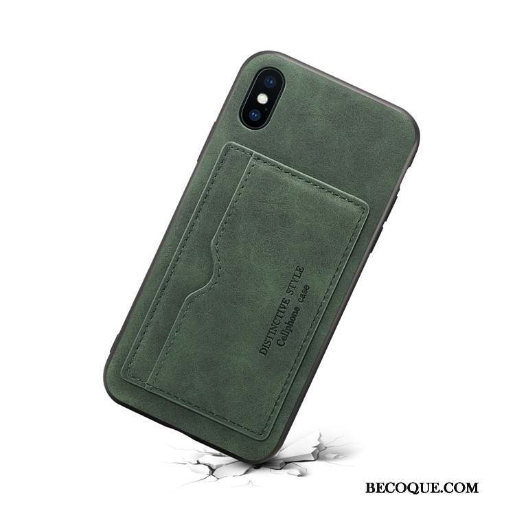 iPhone Xs Max Cuir Véritable Coque De Téléphone Étui En Cuir Business Rouge Carte