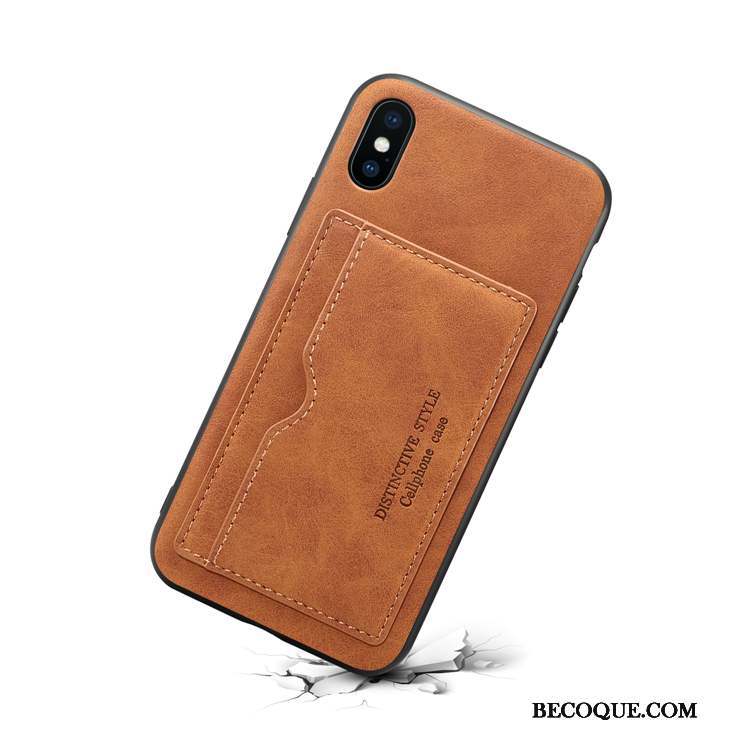 iPhone Xs Max Cuir Véritable Coque De Téléphone Étui En Cuir Business Rouge Carte