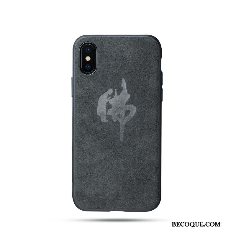 iPhone Xs Max Daim Fourrure Silicone Étui Noir Tout Compris Coque De Téléphone