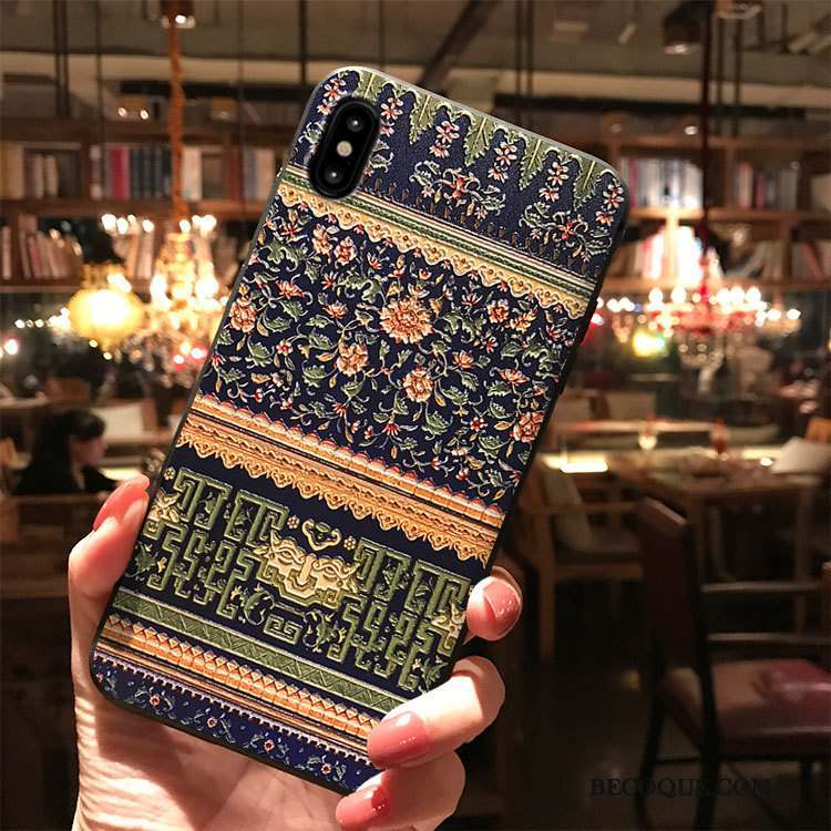 iPhone Xs Max Incassable Coque Bleu De Téléphone Délavé En Daim Personnalisé