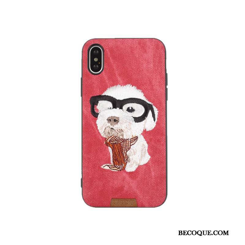 iPhone Xs Max Rouge Chiens Amoureux Coque Chat Mignonne