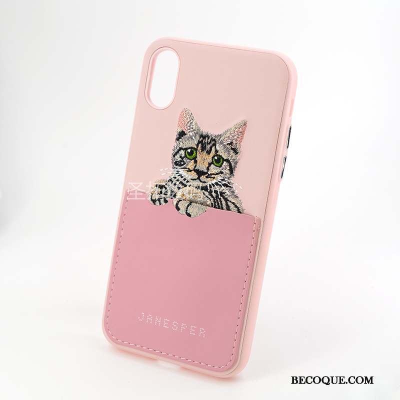 iPhone Xs Max Tendance Broderie Coque De Téléphone Amoureux Silicone Tout Compris