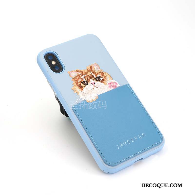 iPhone Xs Max Tendance Broderie Coque De Téléphone Amoureux Silicone Tout Compris