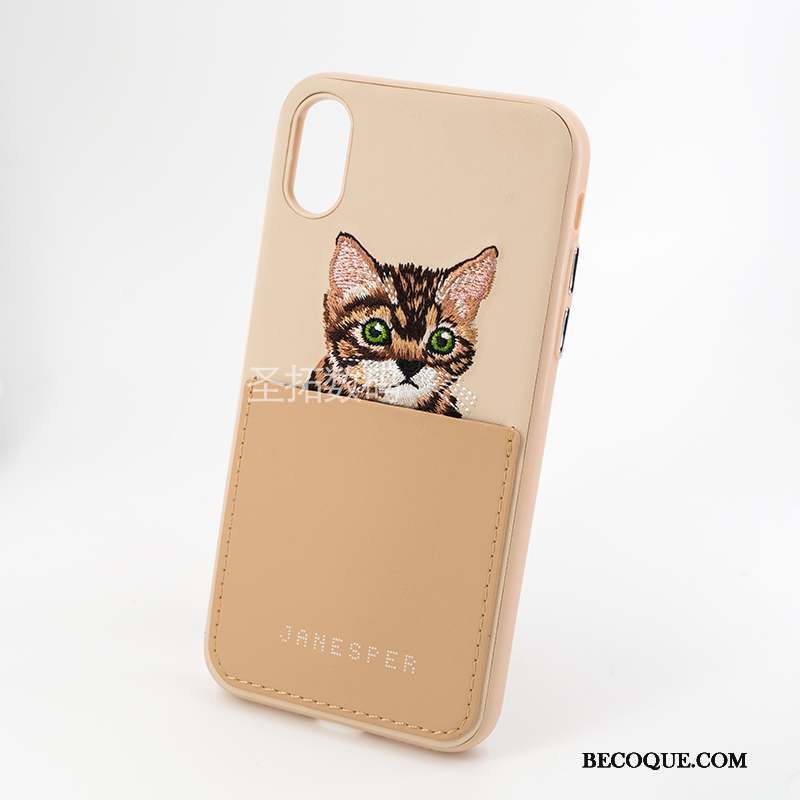 iPhone Xs Max Tendance Broderie Coque De Téléphone Amoureux Silicone Tout Compris