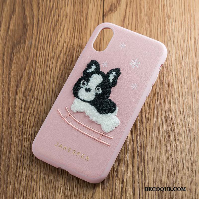 iPhone Xs Max Tendance Broderie Coque De Téléphone Amoureux Silicone Tout Compris