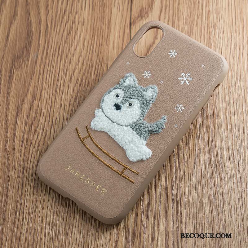 iPhone Xs Max Tendance Broderie Coque De Téléphone Amoureux Silicone Tout Compris