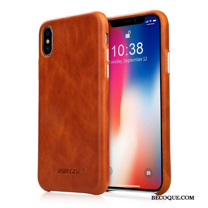 iPhone Xs Max Très Mince Protection Incassable Tendance Coque De Téléphone Cuir Véritable