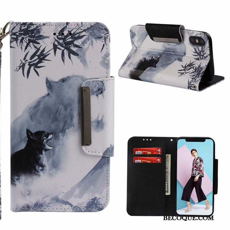 iPhone Xs Peinture Ornements Suspendus Blanc Coque De Téléphone Étui Dessin Animé