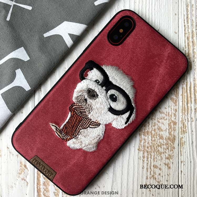 iPhone Xs Silicone Broderie Marque De Tendance Chat Tout Compris Coque De Téléphone