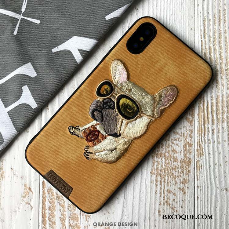 iPhone Xs Silicone Broderie Marque De Tendance Chat Tout Compris Coque De Téléphone