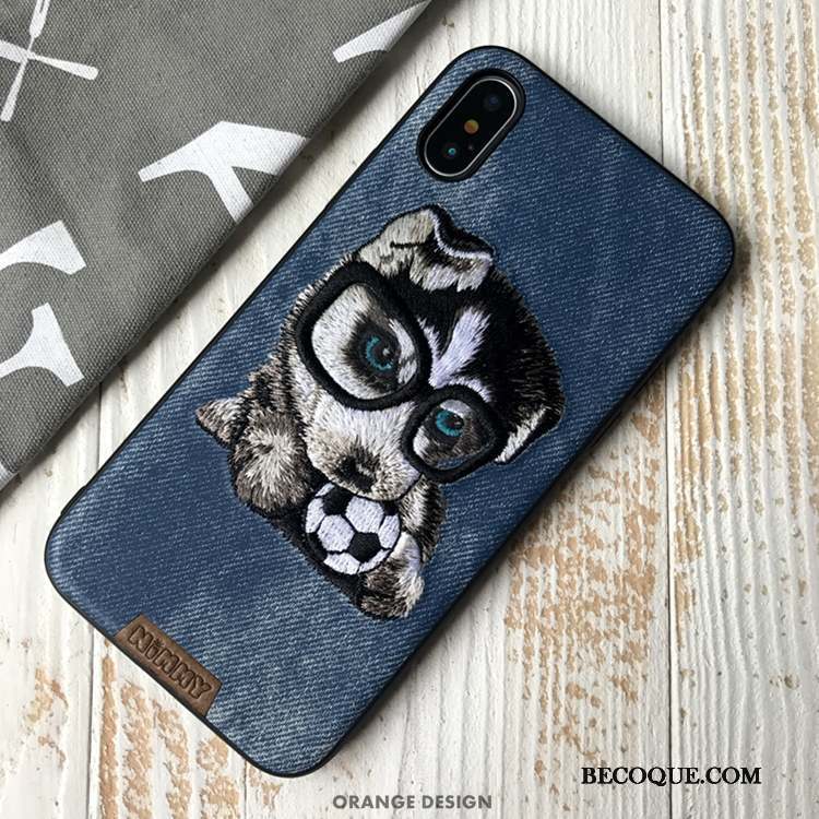 iPhone Xs Silicone Broderie Marque De Tendance Chat Tout Compris Coque De Téléphone