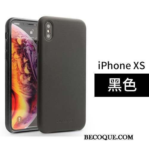 iPhone Xs Simple Coque Incassable Cuir Véritable Étui En Cuir Protection