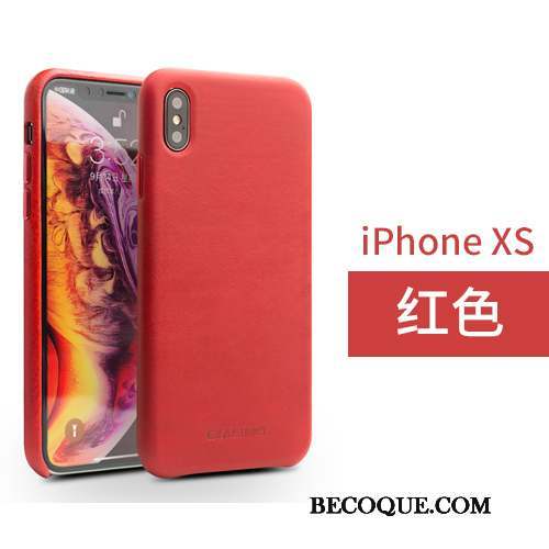 iPhone Xs Simple Coque Incassable Cuir Véritable Étui En Cuir Protection