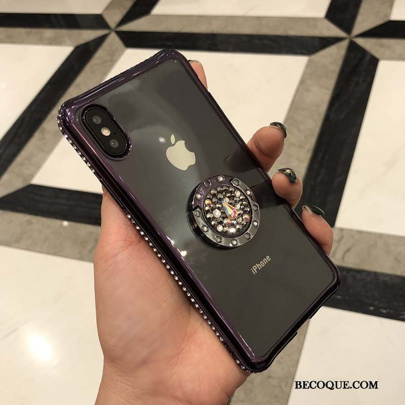 iPhone Xs Strass Border Créatif Une Agrafe Coque De Téléphone Luxe