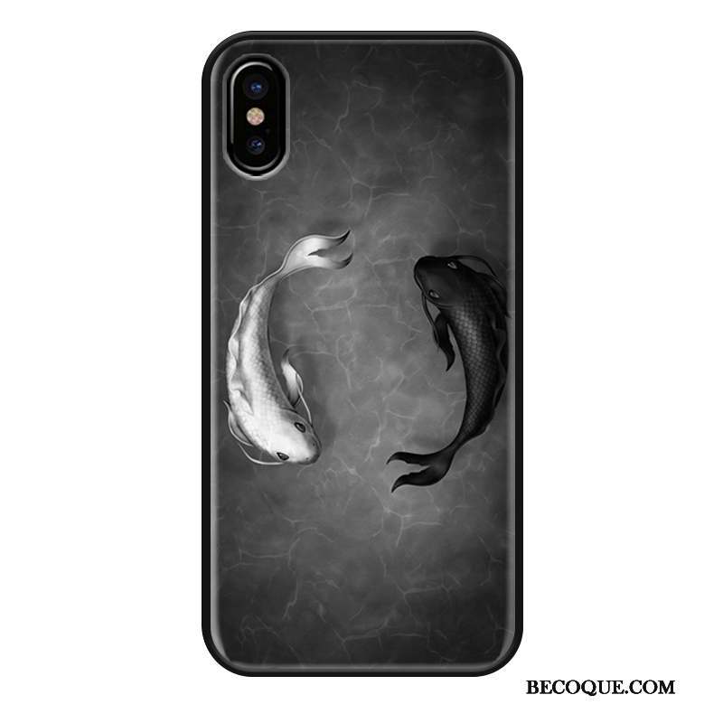 iPhone Xs Tout Compris Noir Coque De Téléphone Gaufrage Blanc Nouveau