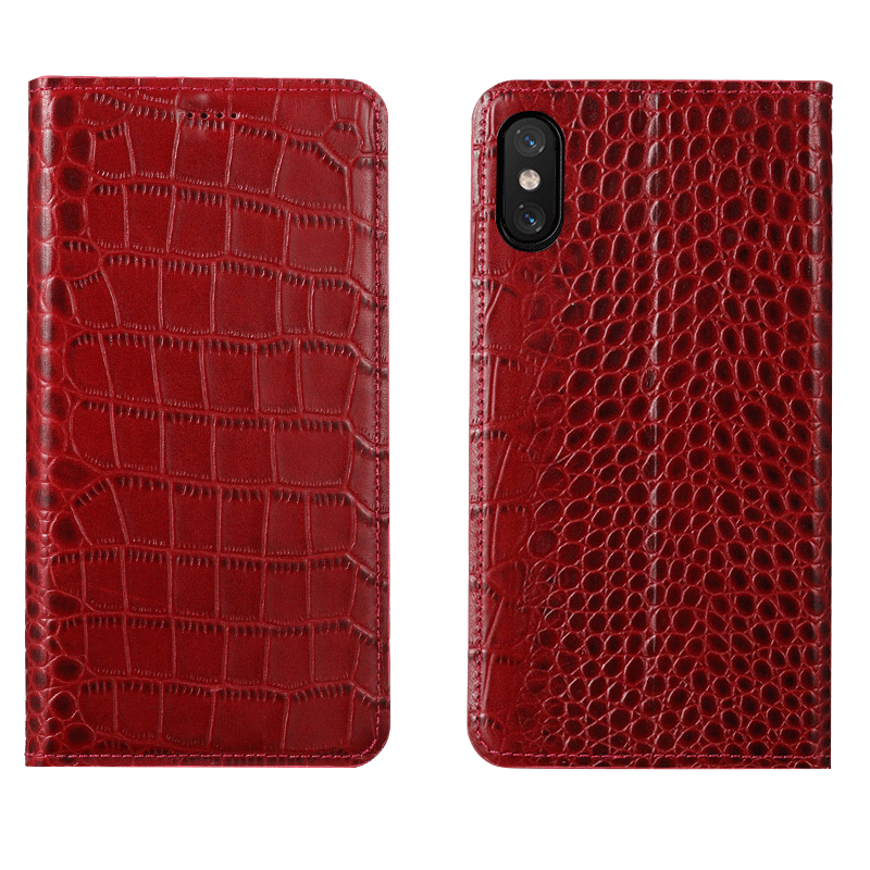 iPhone Xs Étui Housse Coque De Téléphone Rouge Téléphone Portable Étui En Cuir