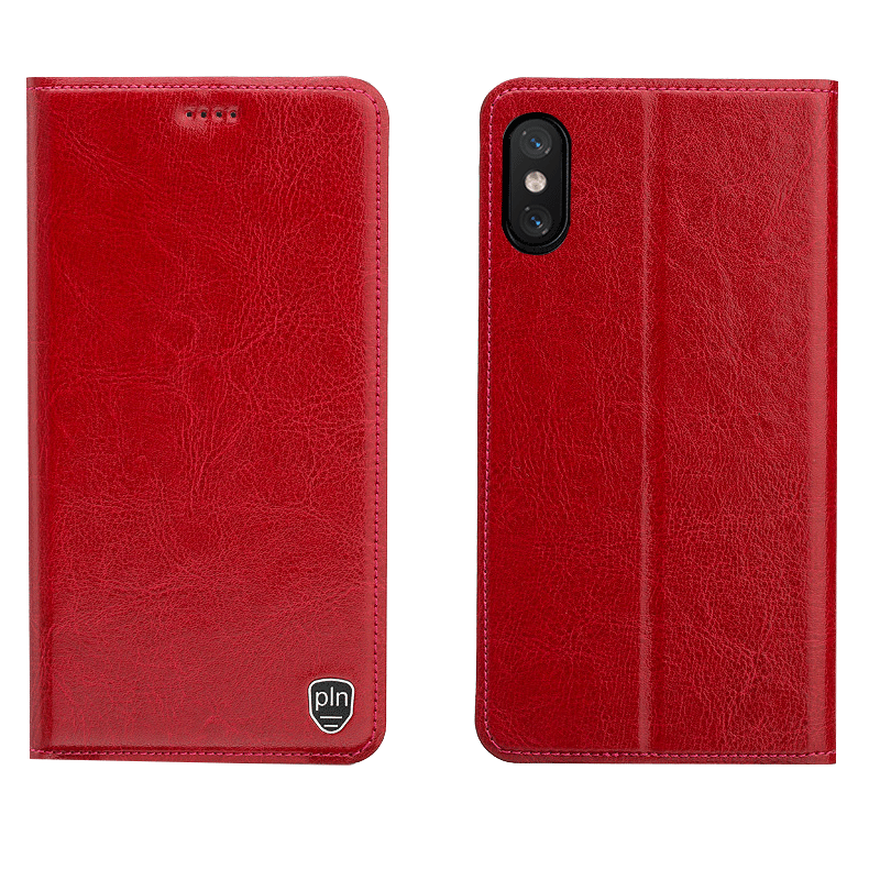 iPhone Xs Étui Housse Coque De Téléphone Rouge Téléphone Portable Étui En Cuir