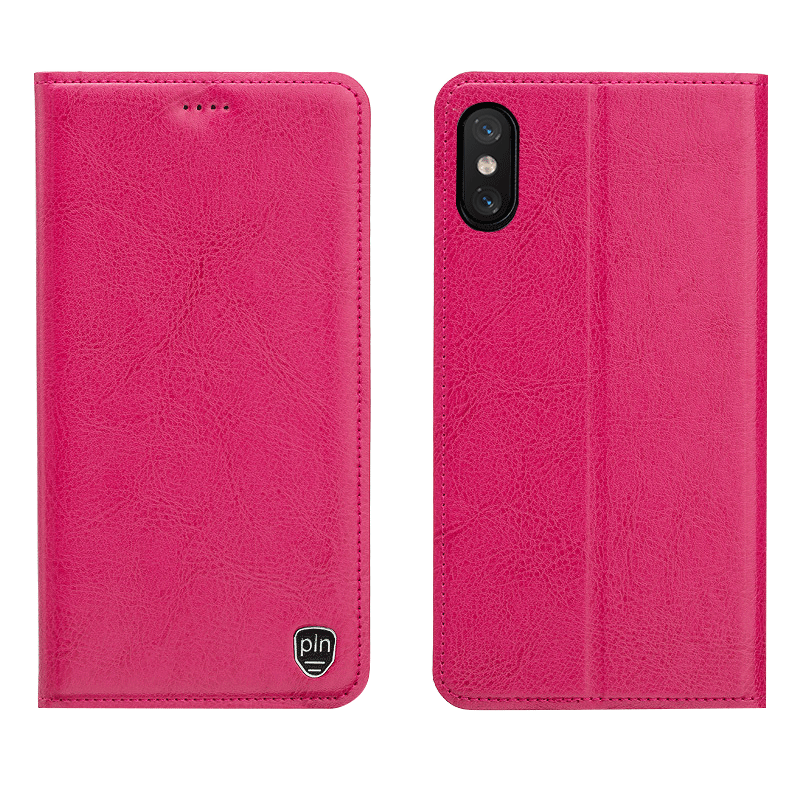 iPhone Xs Étui Housse Coque De Téléphone Rouge Téléphone Portable Étui En Cuir