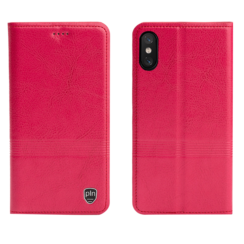 iPhone Xs Étui Housse Coque De Téléphone Rouge Téléphone Portable Étui En Cuir