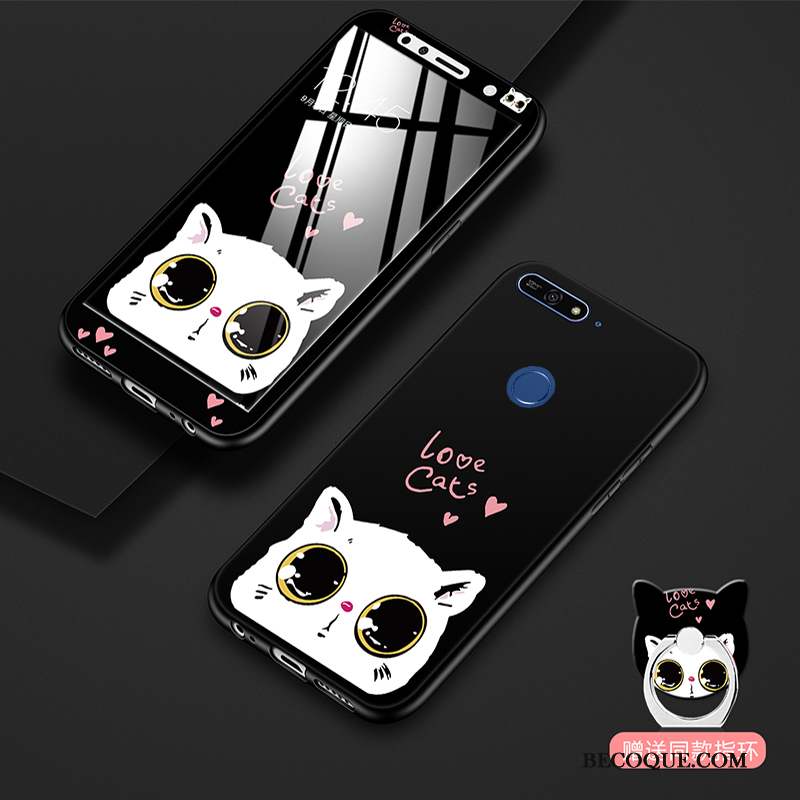 Huawei Y7 2018 Coque De Téléphone Multicolore Noir Dessin Animé Membrane Fluide Doux