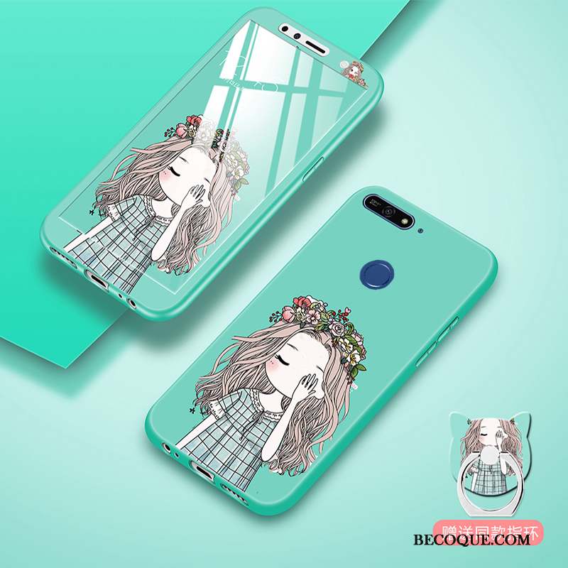 Huawei Y7 2018 Coque De Téléphone Multicolore Noir Dessin Animé Membrane Fluide Doux