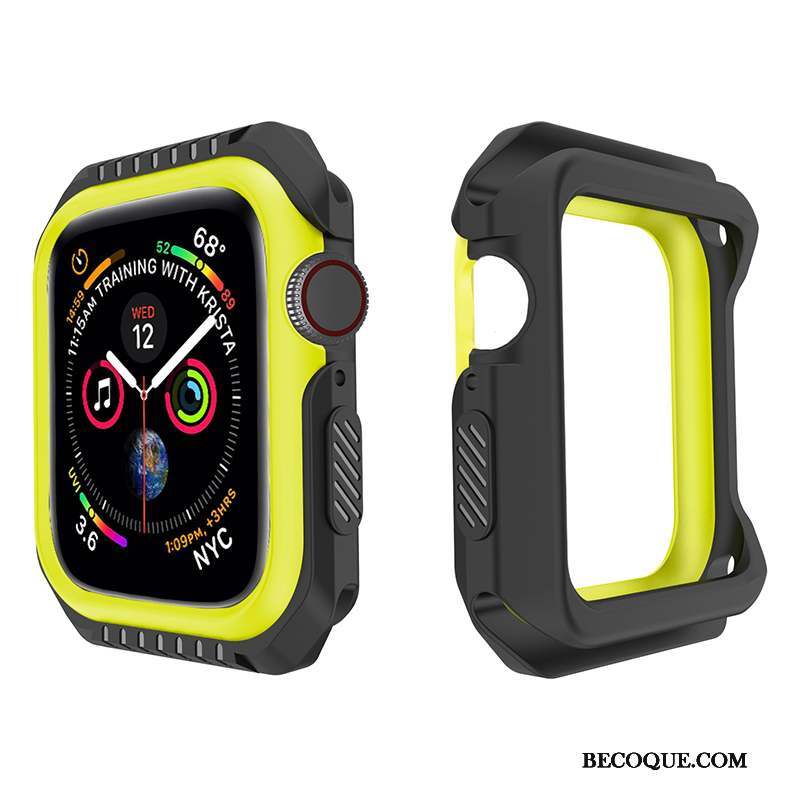 Apple Watch Series 1 Coque Protection Jaune Fluide Doux Étui Noir Silicone