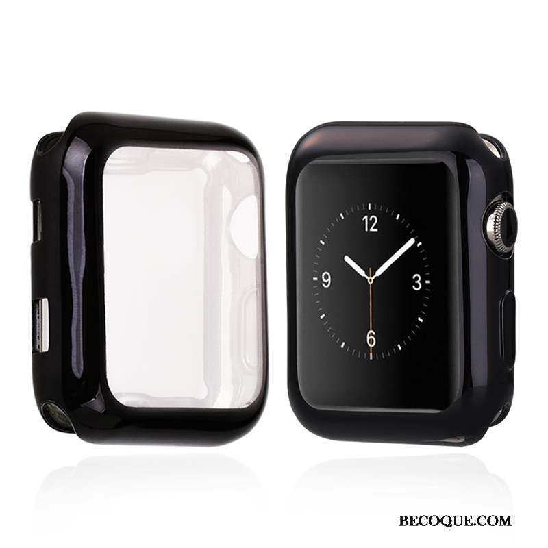 Apple Watch Series 3 Placage Tout Compris Silicone Coque Fluide Doux Noir