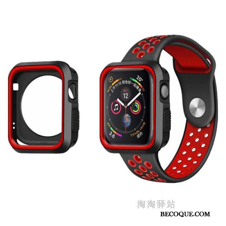Apple Watch Series 5 Coque Silicone Fluide Doux Étui Respirant Rouge