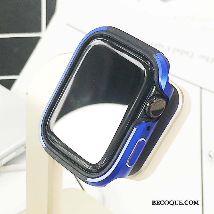 Apple Watch Series 5 Métal Border Fluide Doux Bleu Coque Silicone