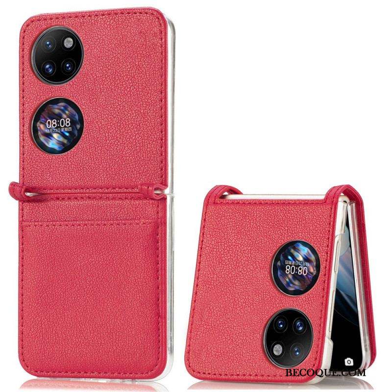 Coque Huawei P50 Pocket Texture Cuir Porte Carte