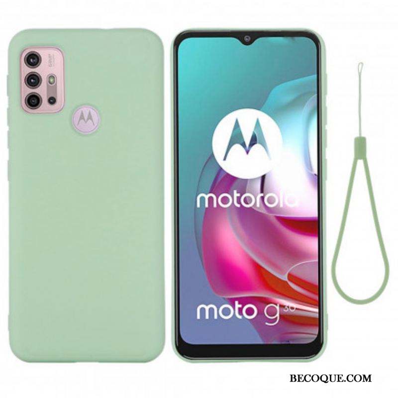 Coque Moto G30 / Moto G10 Silicone Liquide avec Lanière