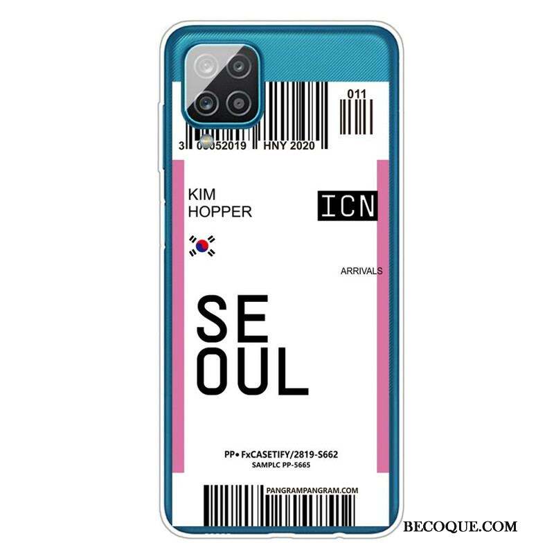 Coque Samsung Galaxy A12 / M12 Boarding Pass to Seoul