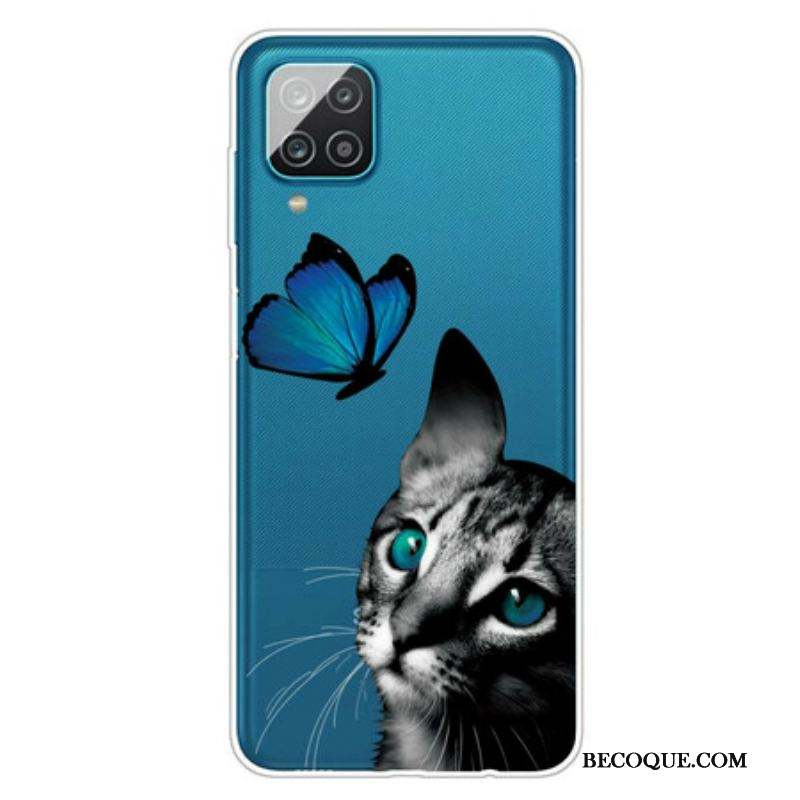 Coque Samsung Galaxy A12 / M12 Chat et Papillon