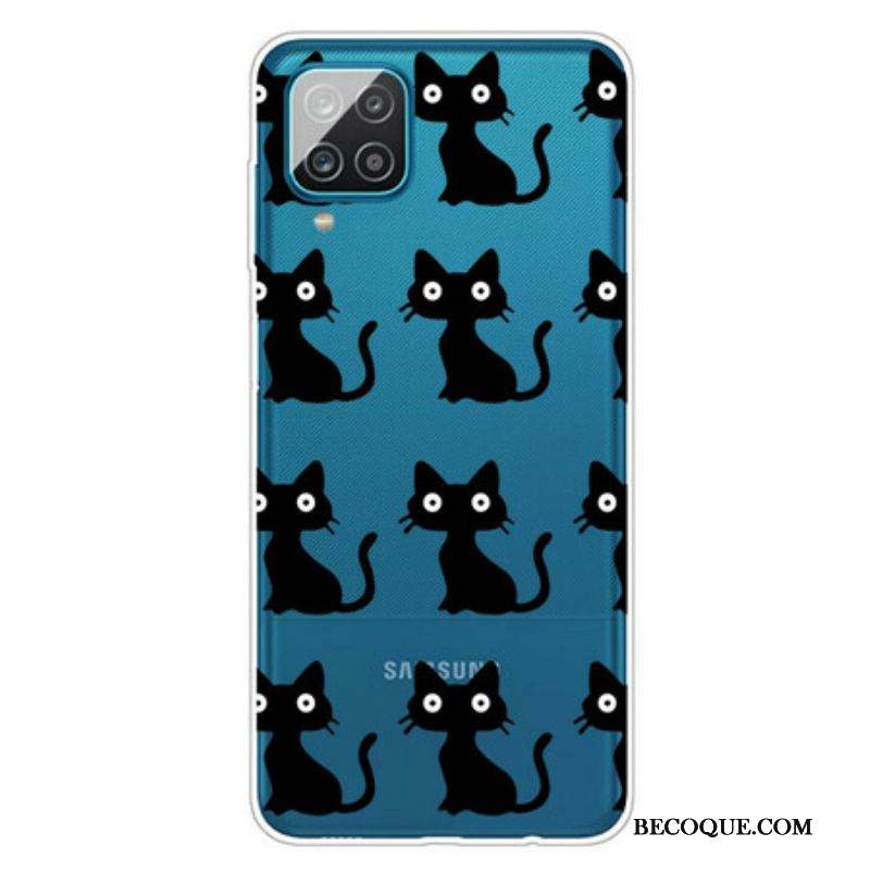 Coque Samsung Galaxy A12 / M12 Multiples Chats Noirs