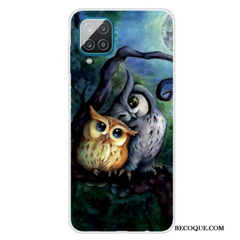 Coque Samsung Galaxy A12 / M12 Peinture Hiboux