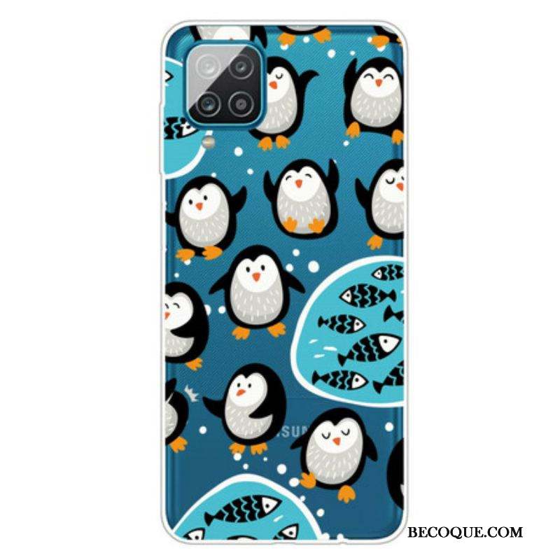 Coque Samsung Galaxy A12 / M12 Pingouins et Poissons