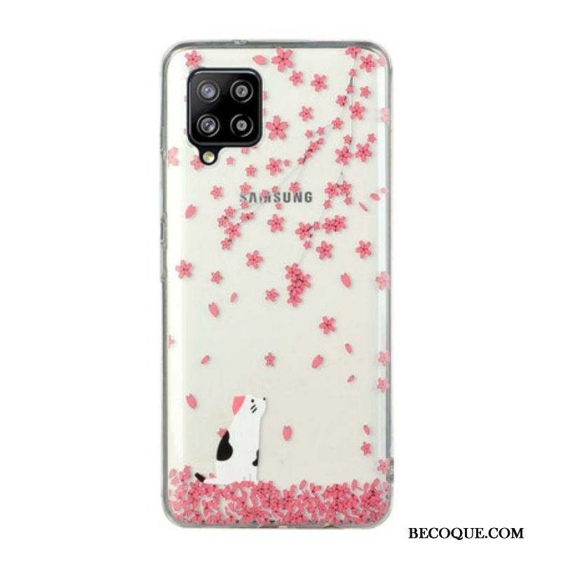 Coque Samsung Galaxy A12 / M12 Pétales et Chat