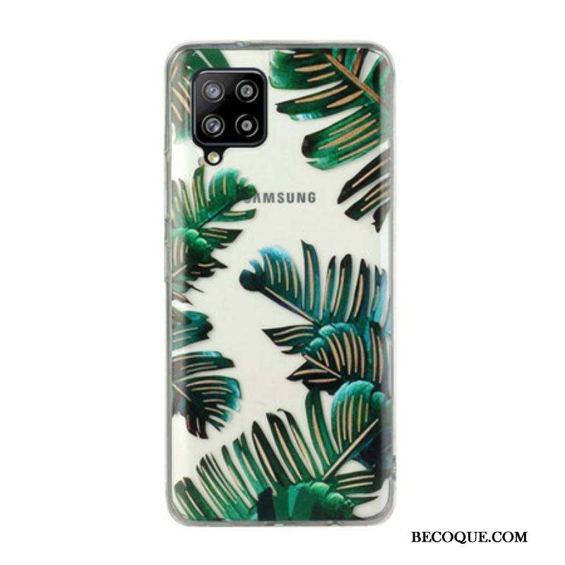 Coque Samsung Galaxy A12 / M12 /Transparente Feuilles Vertes