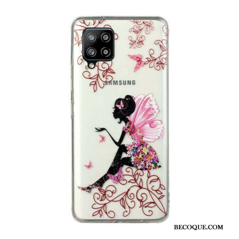 Coque Samsung Galaxy A12 / M12 Transparente Fée Fleurie