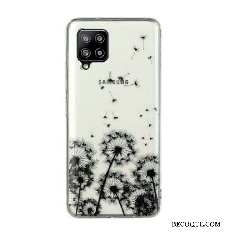 Coque Samsung Galaxy A12 / M12  Transparente Pissenlits Noirs