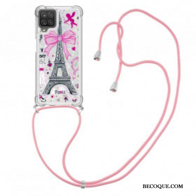 Coque Samsung Galaxy A12 / M12 à Cordon Tour Eiffel