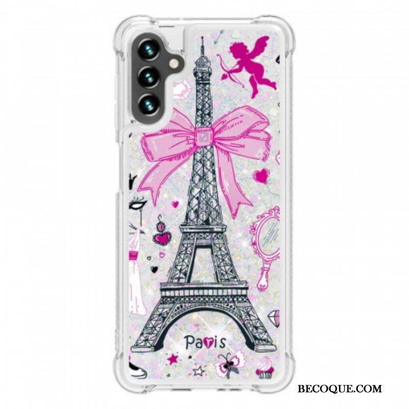 Coque Samsung Galaxy A13 5G / A04s La Tour Eiffel Paillettes