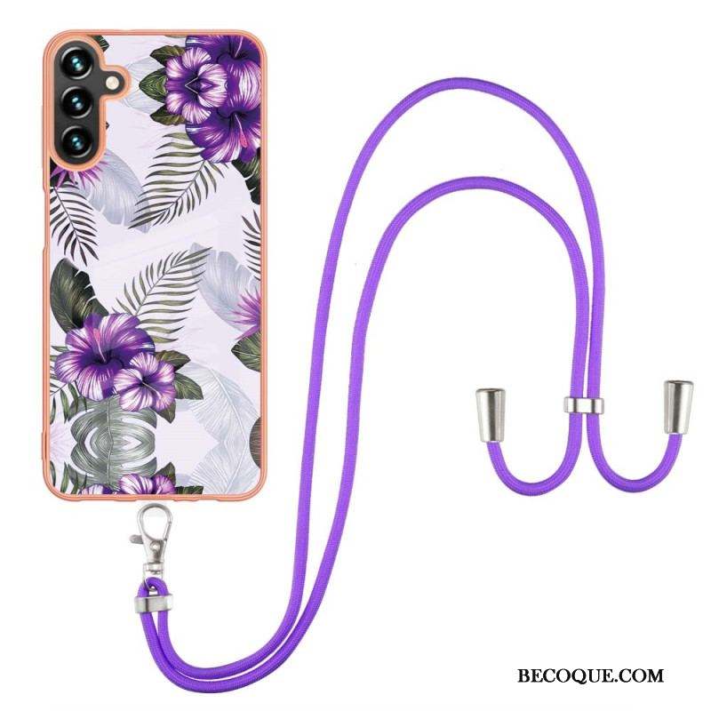 Coque Samsung Galaxy A13 5G / A04s à Cordon Fleurs