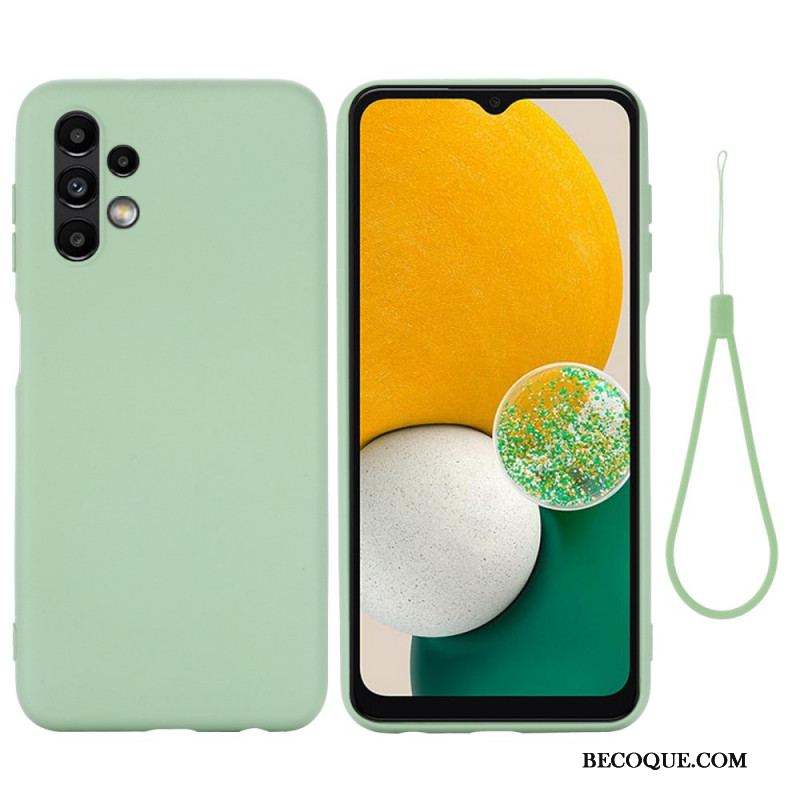 Coque Samsung Galaxy A13 Silicone Liquide avec Lanière