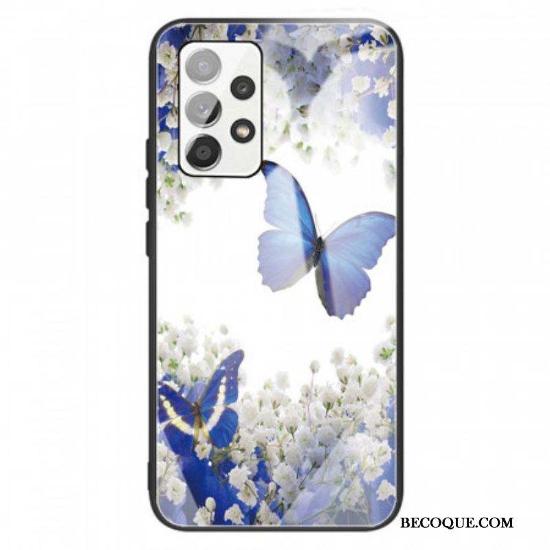 Coque Samsung Galaxy A13 Verre Trempé Papillons Design