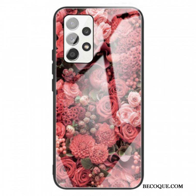 Coque Samsung Galaxy A13 Verre trempé Fleurs Roses