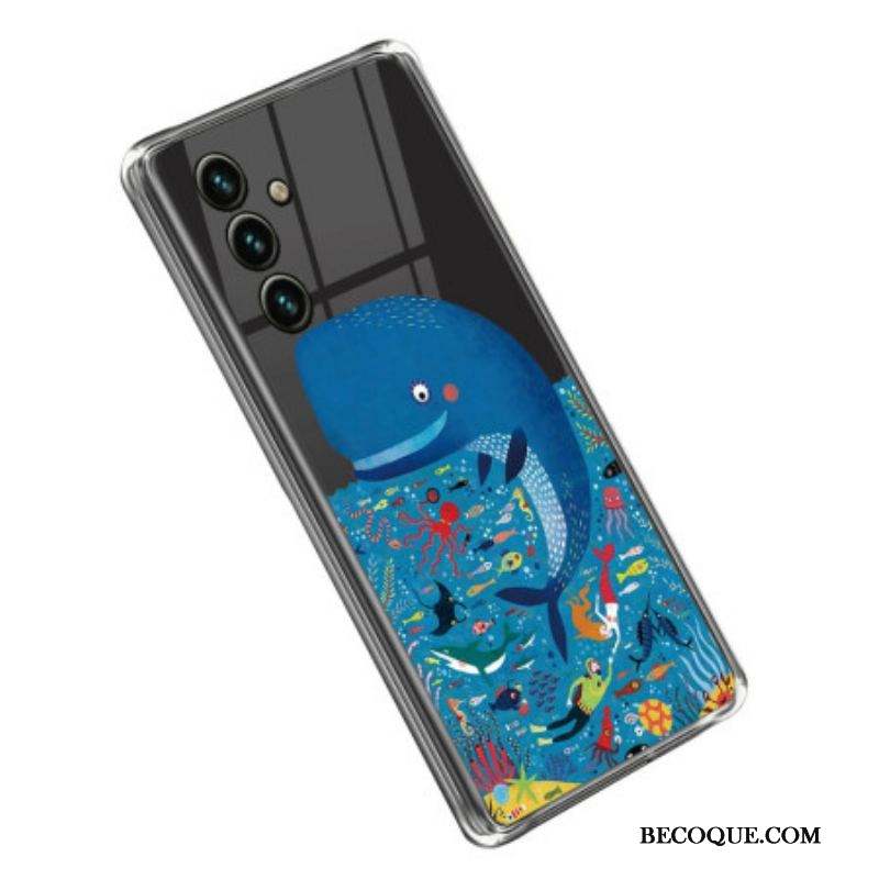 Coque Samsung Galaxy A14 5G / A14 Transparente Baleine Colorée