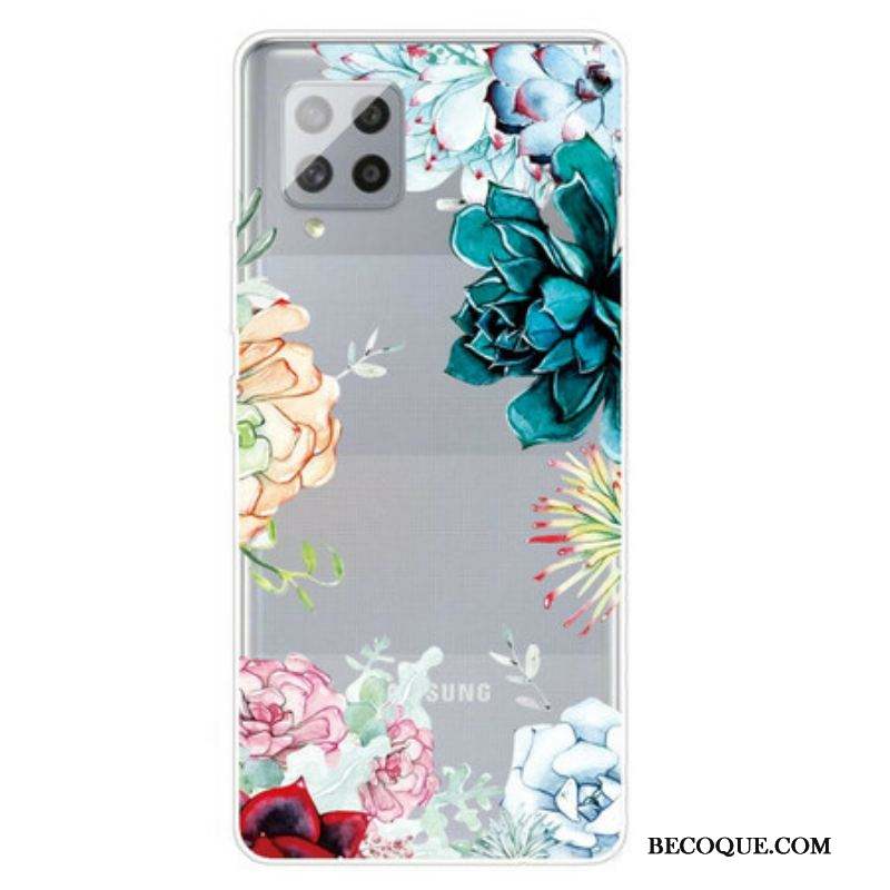 Coque Samsung Galaxy A42 5G Transparente Fleurs Aquarelle